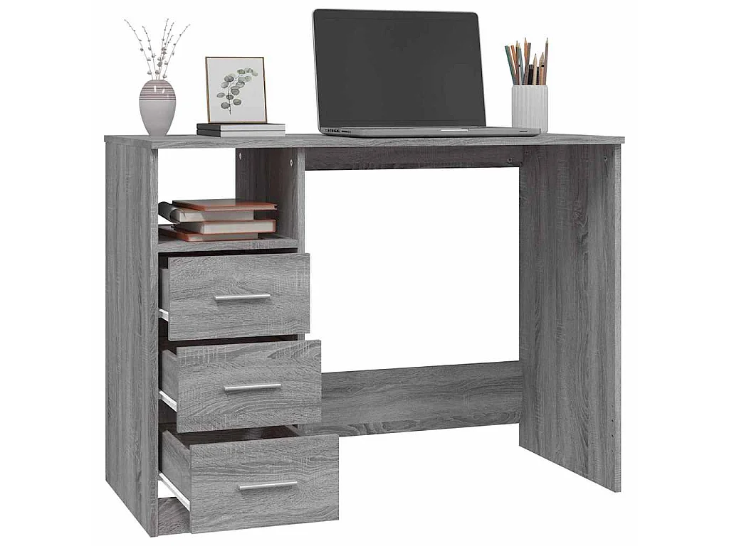 Bureau avec tiroirs Sonoma gris 102x50x76 cm Bois d'ingénierie