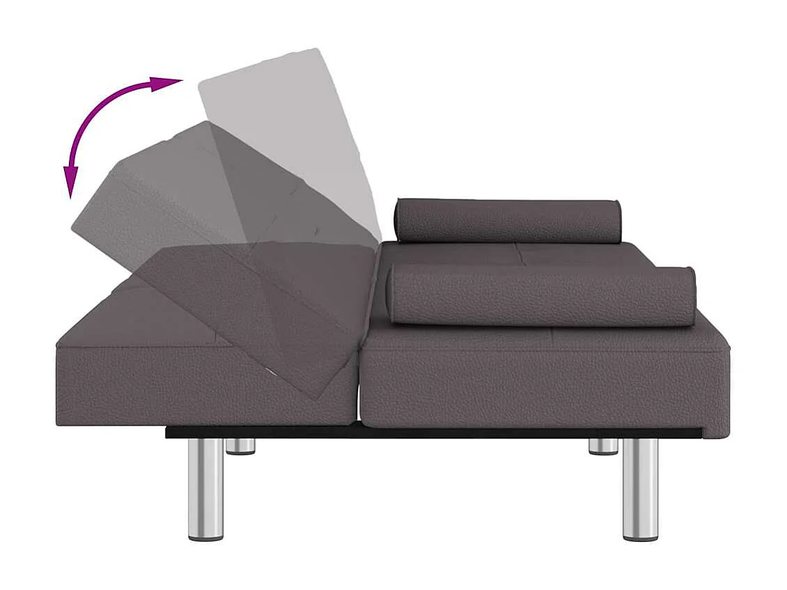 Divano Letto con Portabicchieri in Similpelle Grigio