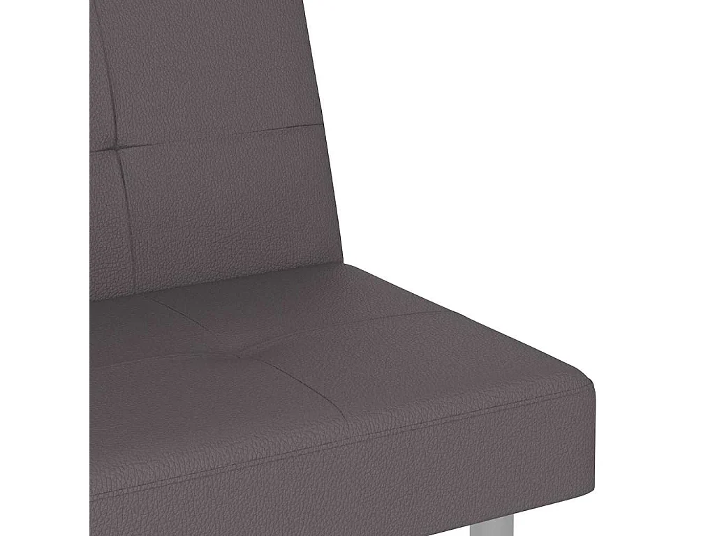 Divano Letto con Portabicchieri in Similpelle Grigio