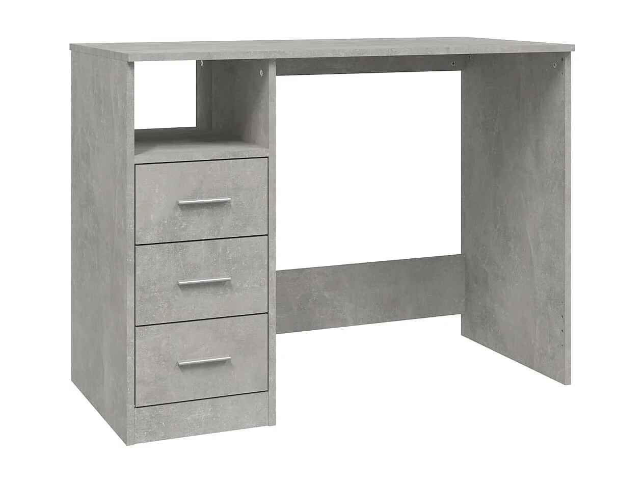 Bureau met lades 102x50x76 cm bewerkt hout betongrijs