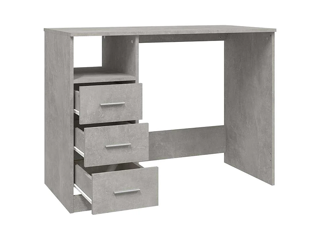 Bureau avec tiroirs Gris béton 102x50x76 cm Bois d'ingénierie