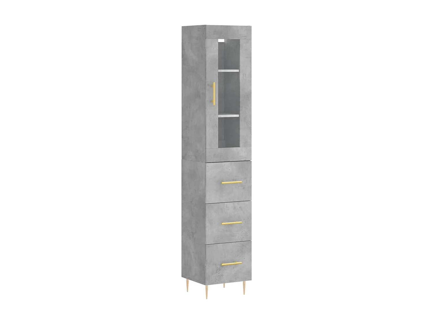 Buffet haut Gris béton 34,5x34x180 cm Bois d'ingénierie