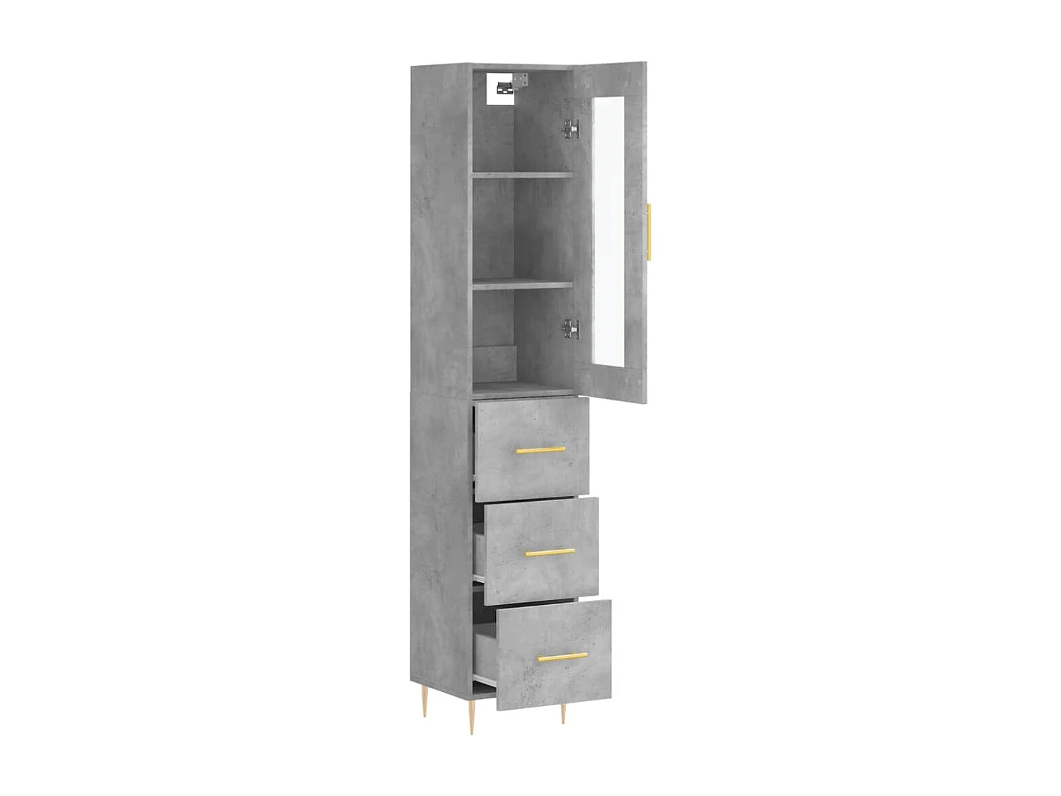 Buffet haut Gris béton 34,5x34x180 cm Bois d'ingénierie