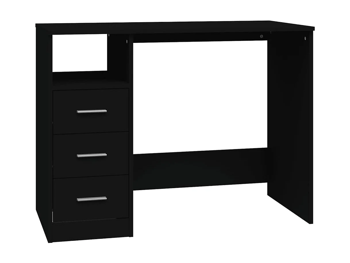 Scrivania con Cassetti Nera 102x50x76 cm in Legno Multistrato