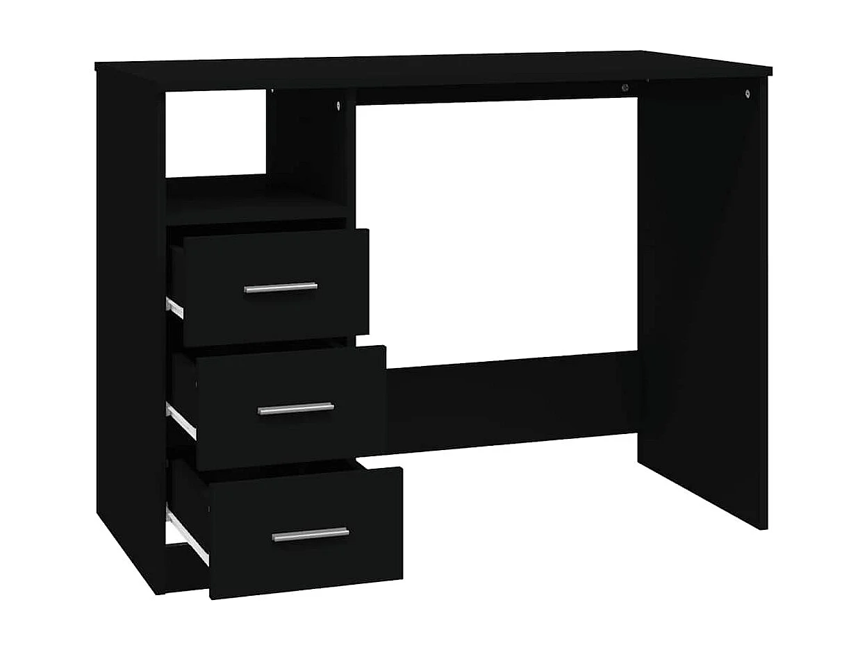 Bureau avec tiroirs Noir 102x50x76 cm Bois d'ingénierie