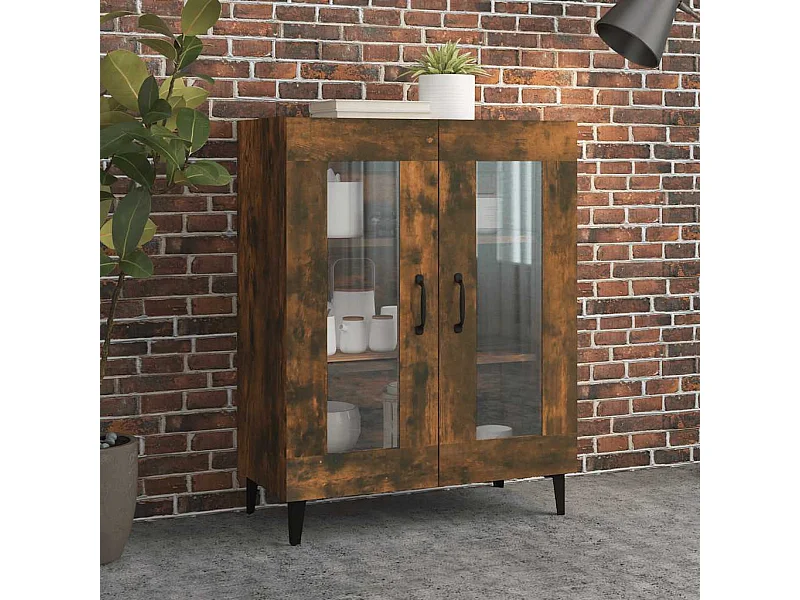 Buffet chêne fumé 69,5x34x90 cm bois d'ingénierie