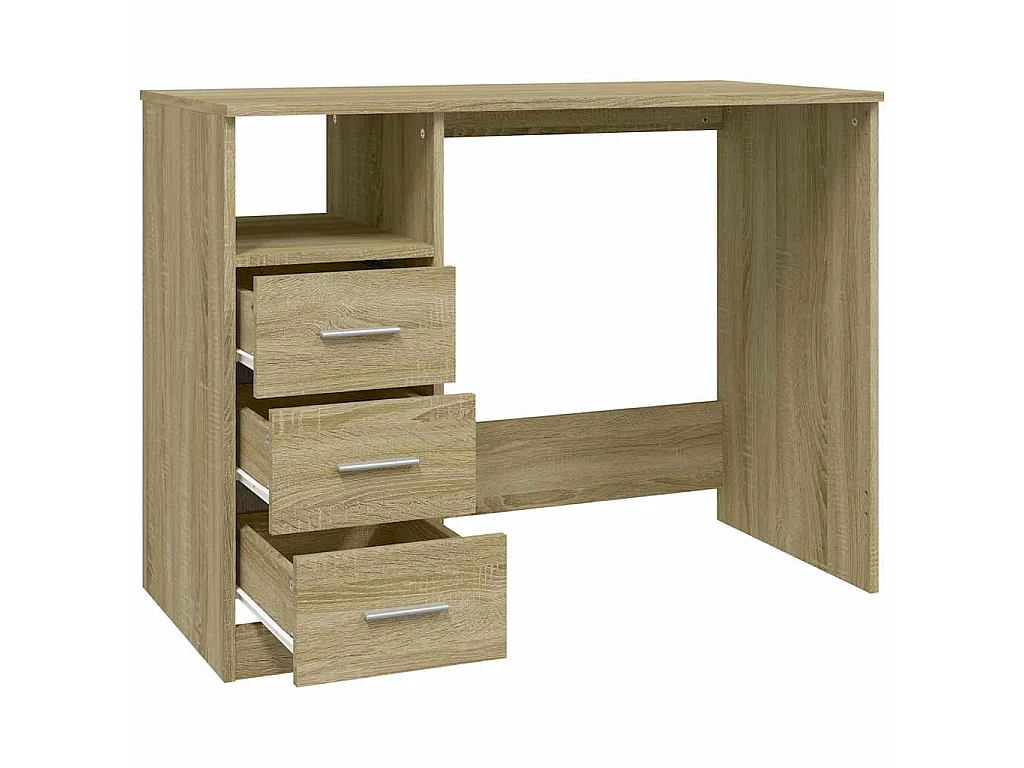 Bureau met lades 102x50x76 cm bewerkt hout sonoma eikenkleurig