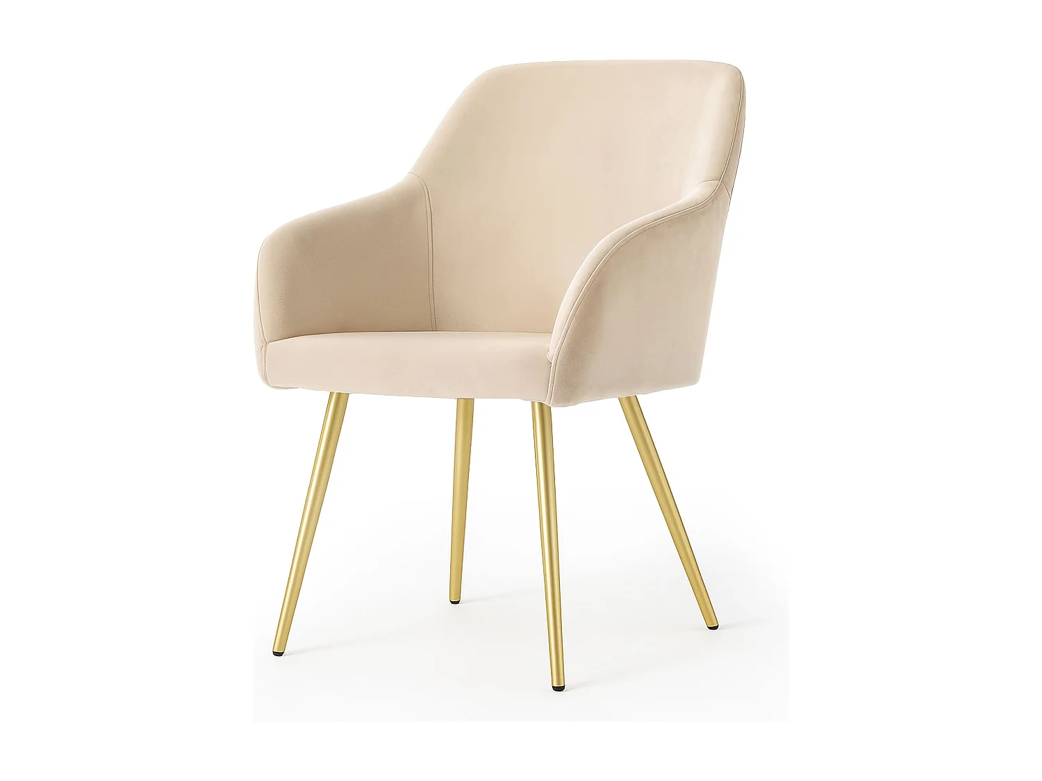6x Welurowe krzesło tapicerowane gładkie Beżowe ESTELLE Złote nogi
