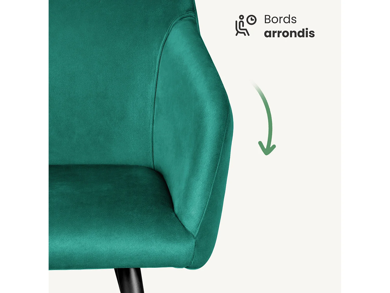 Conjunto de 4 cadeiras de veludo liso ESTELLE Verde Garrafa com pés pretos