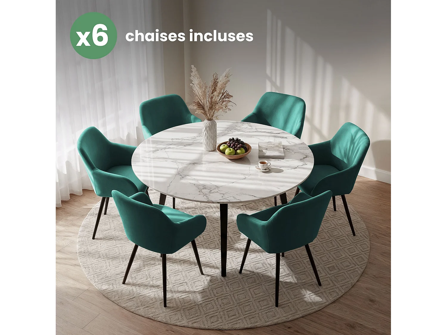 Conjunto de 4 cadeiras de veludo liso ESTELLE Verde Garrafa com pés pretos