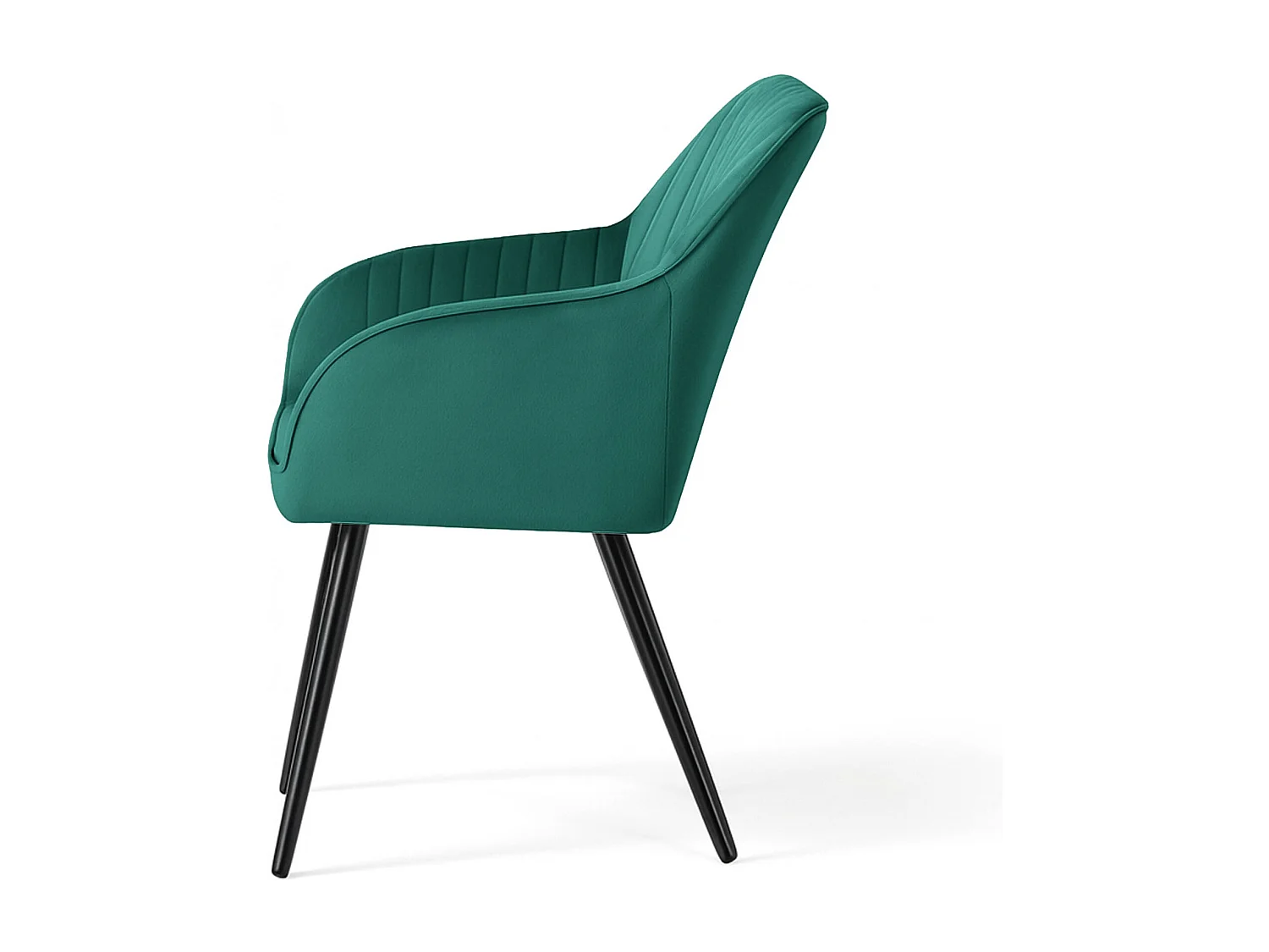 Lot de 6 Chaises en velours à surpiqûres FLORENCE Vert Bouteille pieds noirs