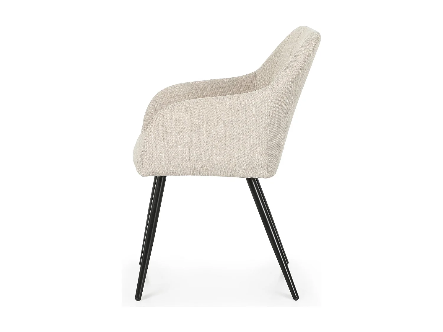 Set di 4 Sedie imbottite con cuciture quadrate LUXANO Beige gambe nere tessuto Lumos