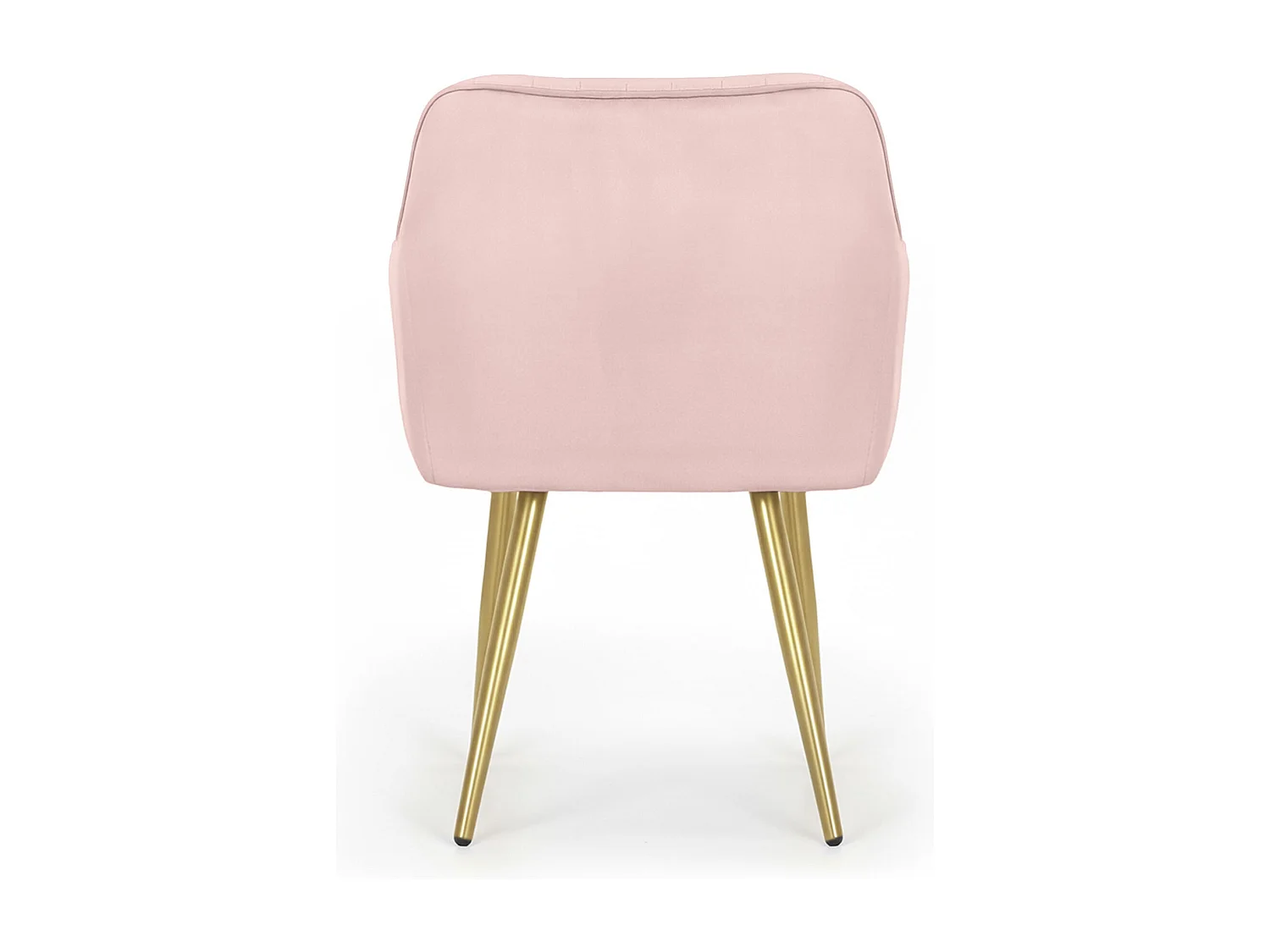 Lot de 6 Chaises en velours à surpiqûres FLORENCE Rose Poudré pieds dorés