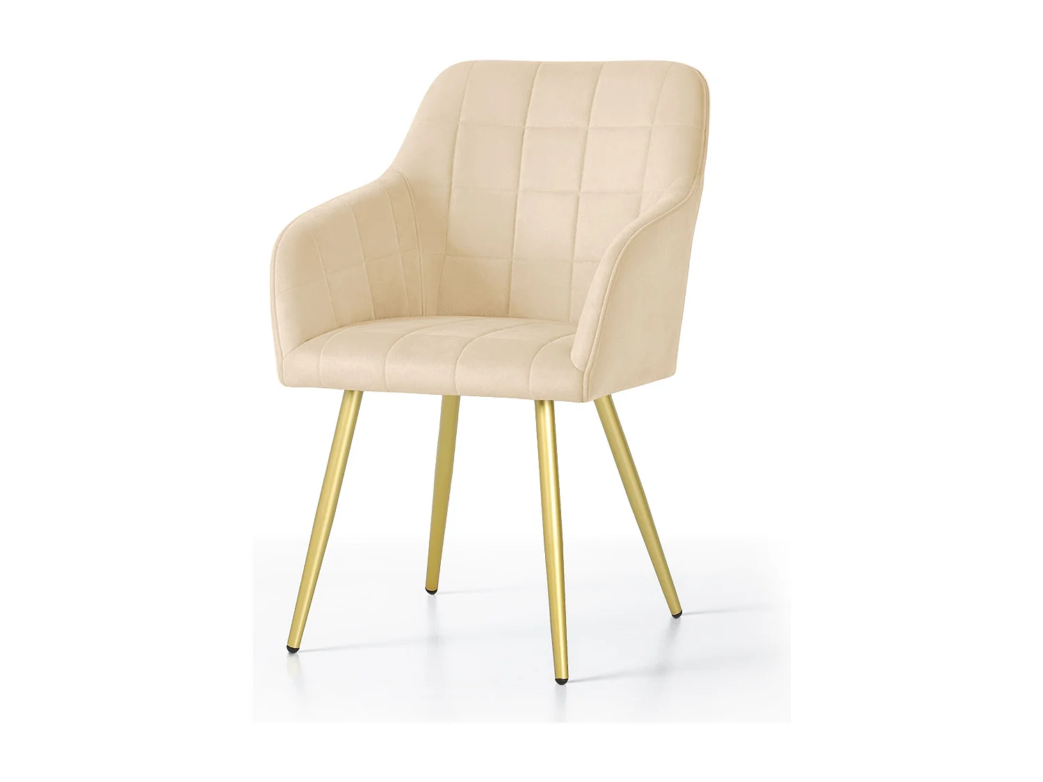 Set di 4 Sedie imbottite con cuciture quadrate LUXANO Beige gambe oro