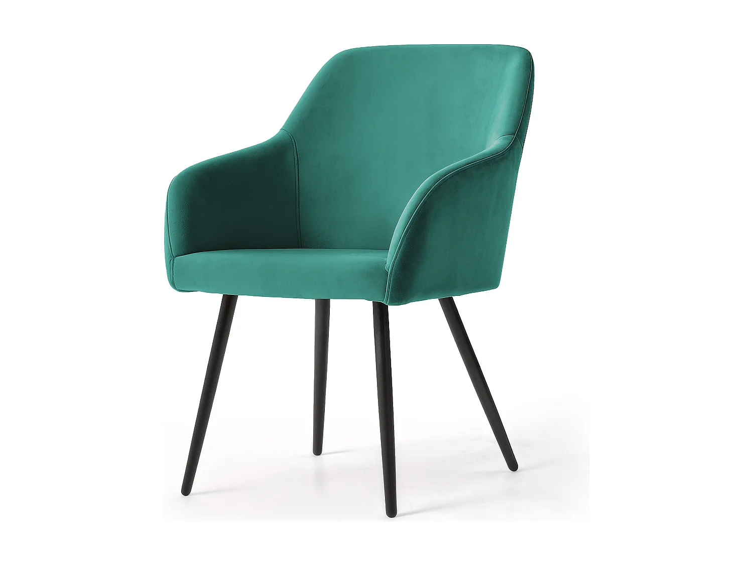 Set di 4 Sedie in velluto liscio ESTELLE Verde Bottiglia gambe nere