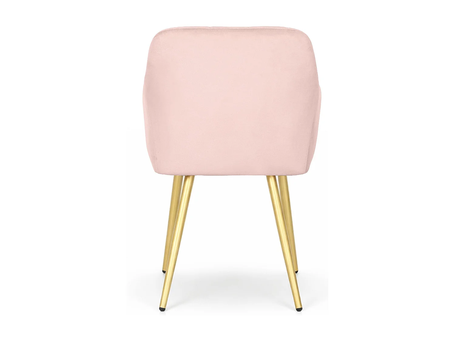 Set di 4 Sedie imbottite con cuciture quadrate LUXANO Rosa Cipria gambe oro