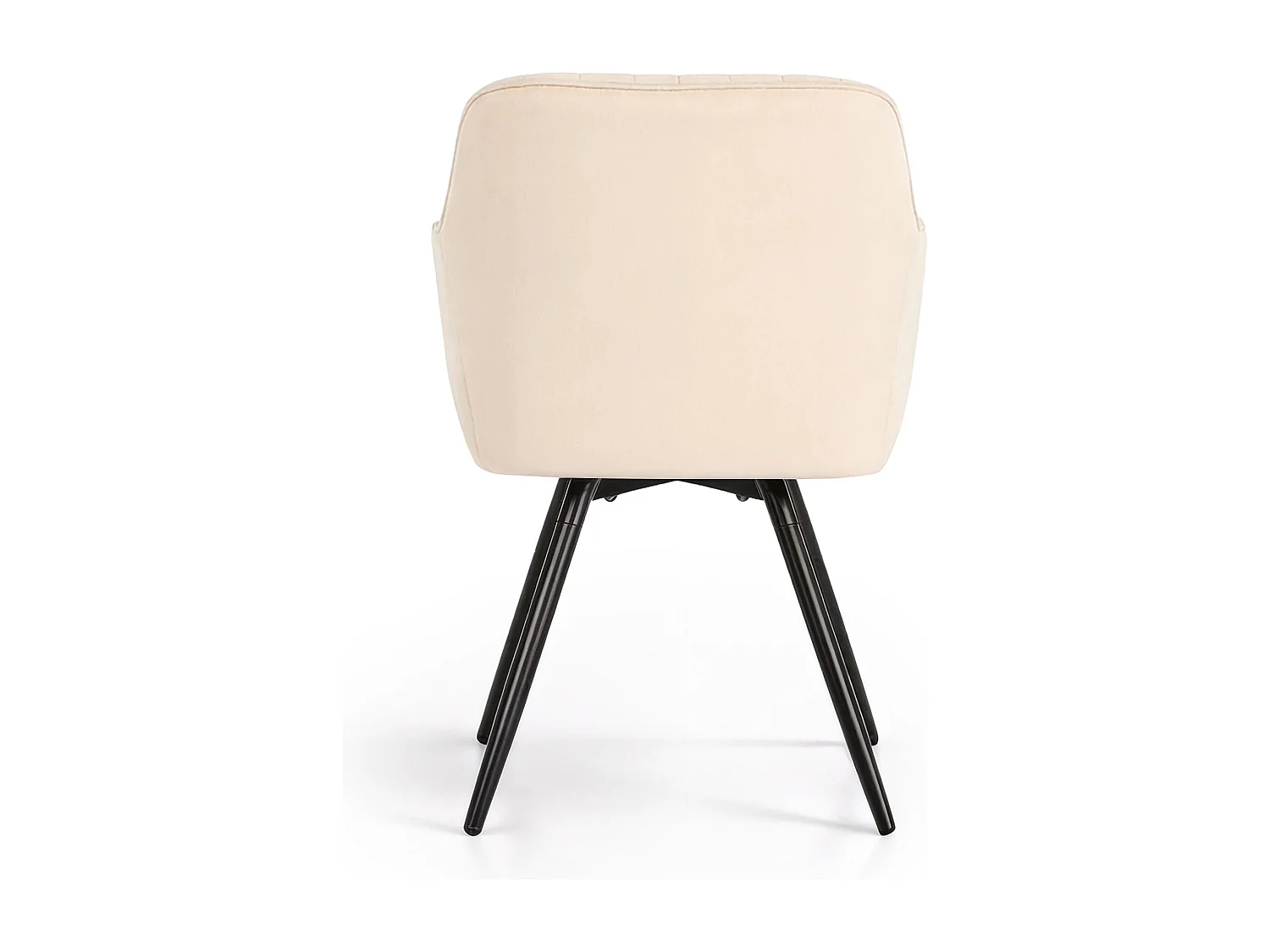 4er Set Drehbare Veloursstühle mit Ziernähten TURNO Beige mit schwarzen Beinen