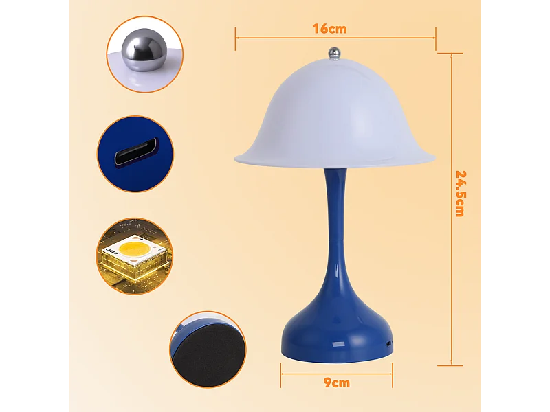 Nettlife draadloze LED-tafellamp - dimbare nachtlamp met aanraakbediening, 3 kleurtemperaturen, oplaadbaar via USB, modern design voor kantoor en woonkamer.