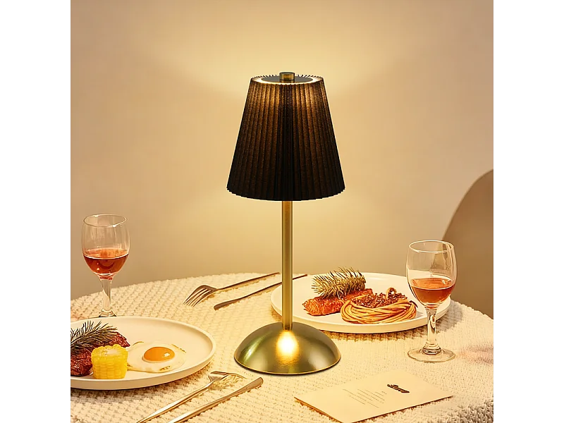 Nettlife Draadloze Tafellampenset van 2 - Dimbaar LED-nachtlampje met aanraakbediening, USB-oplaadbaar, stoffen kap, modern design voor de slaapkamer