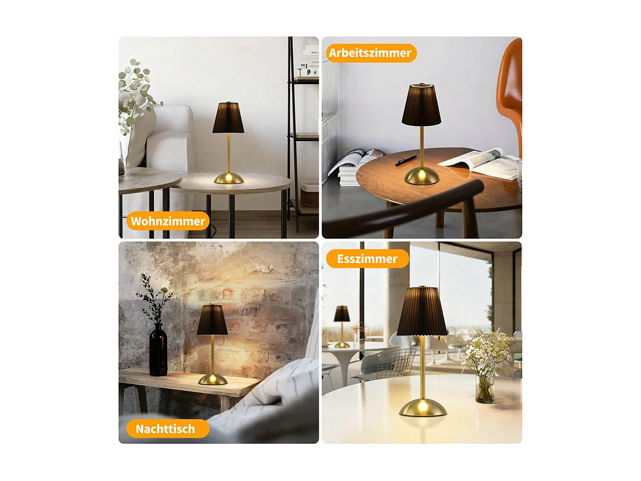 Nettlife Lampe de Table Sans Fil Lot de 2 - Lampe Chevet LED Tactile Dimmable, USB Rechargeable, Abat-jour Tissu, Design Moderne pour Chambre