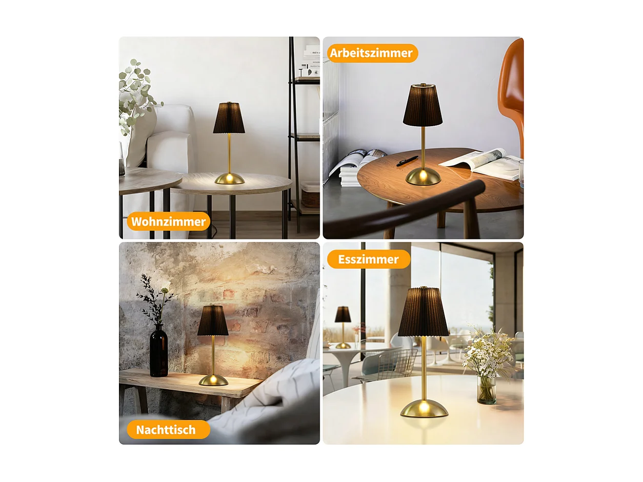 Nettlife Lampe de Table Sans Fil Lot de 2 - Lampe Chevet LED Tactile Dimmable, USB Rechargeable, Abat-jour Tissu, Design Moderne pour Chambre