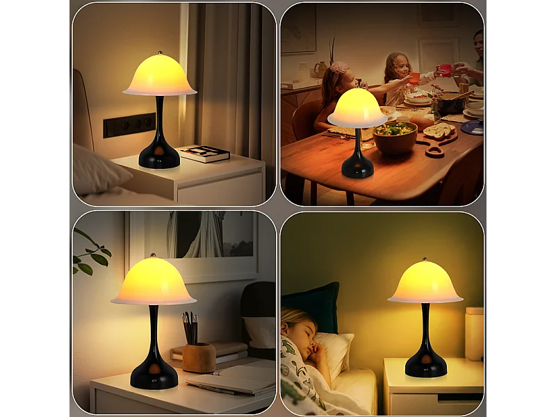 Nettlife Draadloze Tafellamp - Zwarte LED Nachtlamp met Touchbediening, Dimbaar, USB Oplaadbaar, Modern Design voor Woonkamer en Slaapkamer