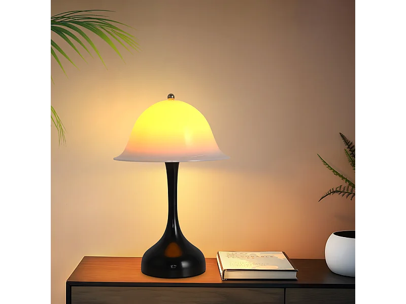 Nettlife Lampe de Table Sans Fil - Lampe Chevet LED Noire Tactile Dimmable, Rechargeable USB, Moderne pour Salon Chambre