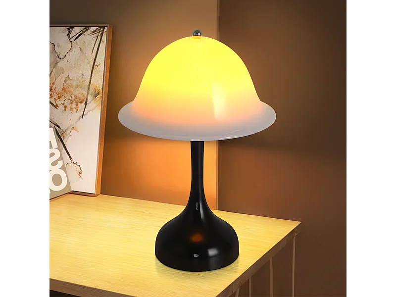 Lámpara de mesa inalámbrica Nettlife: lámpara de noche LED negra con control táctil, regulable, recargable por USB, diseño moderno para sala de estar y dormitorio.