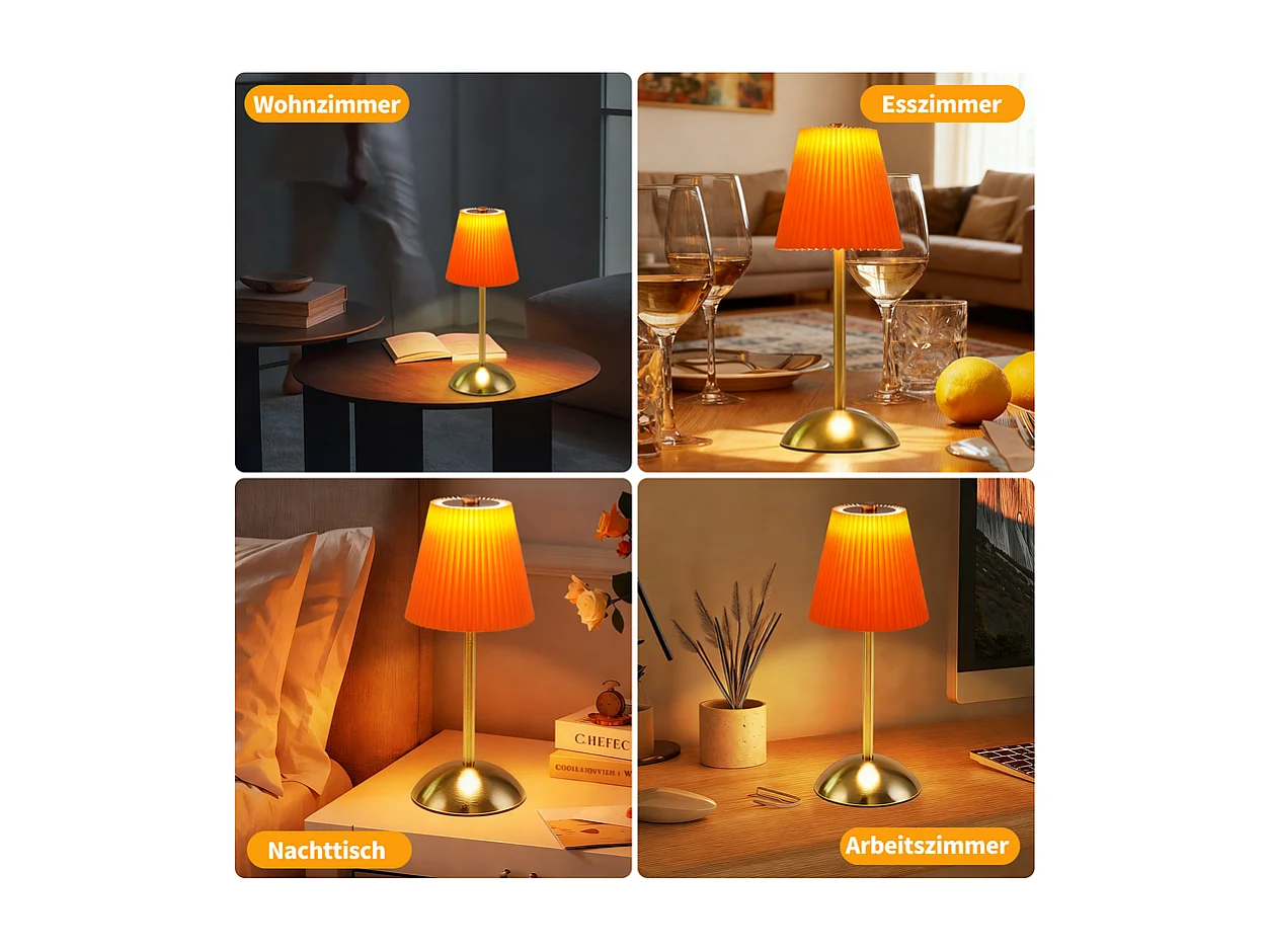 Nettlife Lampe de Table Sans Fil Lot de 2 - Lampe Chevet Tactile Dimmable, 3 Couleurs, Abat-jour Tissu, Rechargeable USB, Chambre