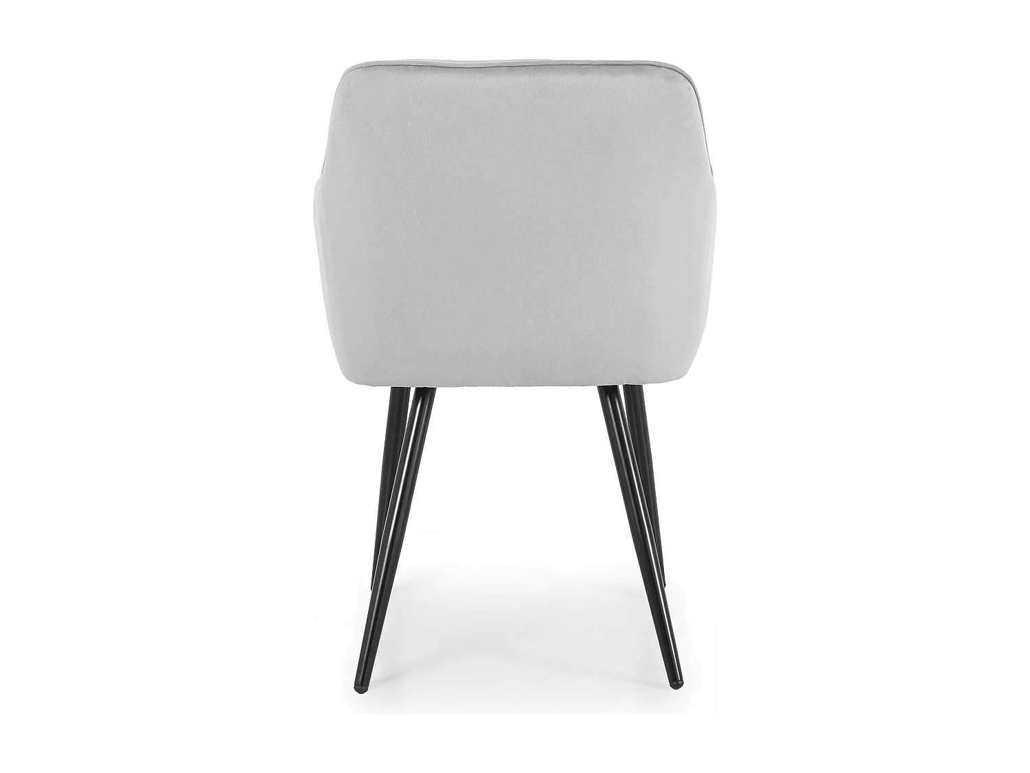 Set van 4 Eetkamerstoelen DIAMANTE met Armleuningen / Gestoffeerde Stoelen / Fluwelen Stoelen en Metalen Poten / Grijs met zwarte benen