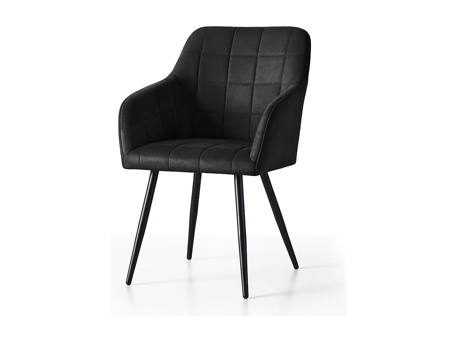 Set di 4 Sedie imbottite con cuciture quadrate LUXANO Nero gambe nere