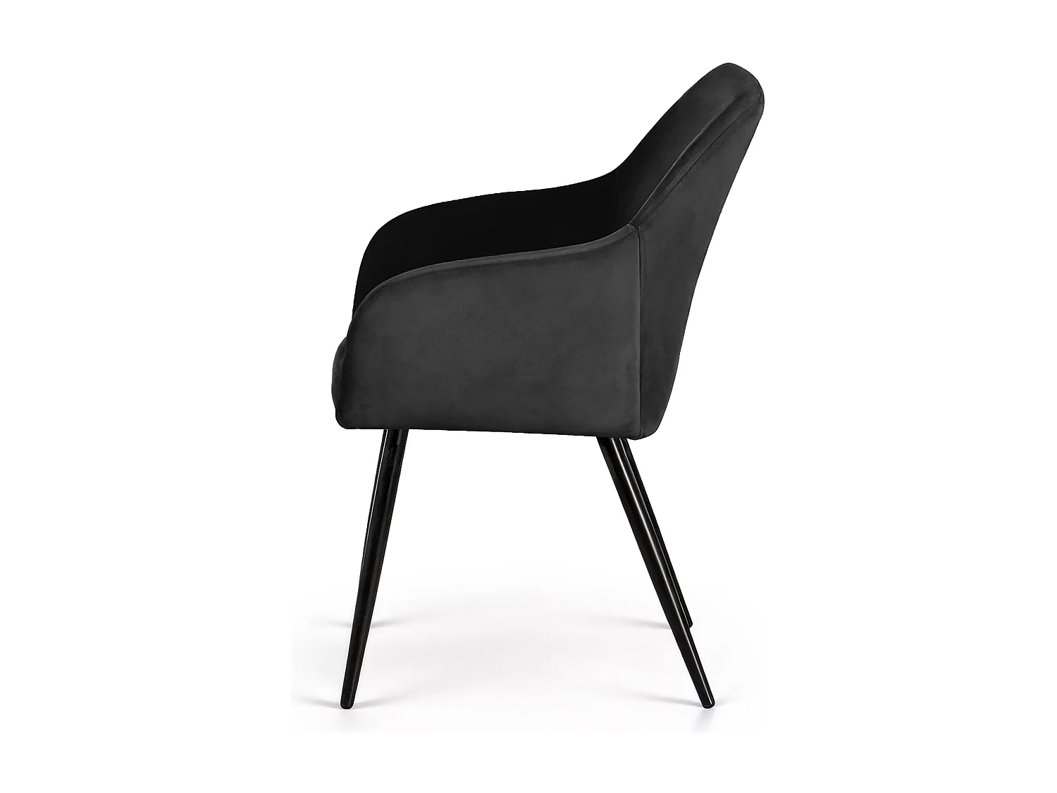 Set di 4 Sedie in velluto liscio ESTELLE Nero gambe nere