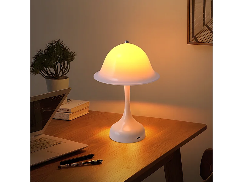 Nettlife Draadloze Witte LED Tafellamp - Aanraakgevoelige Nachtlamp met 3 Dimbare Kleuren, USB Oplaadbaar, Modern voor Woonkamer en Slaapkamer