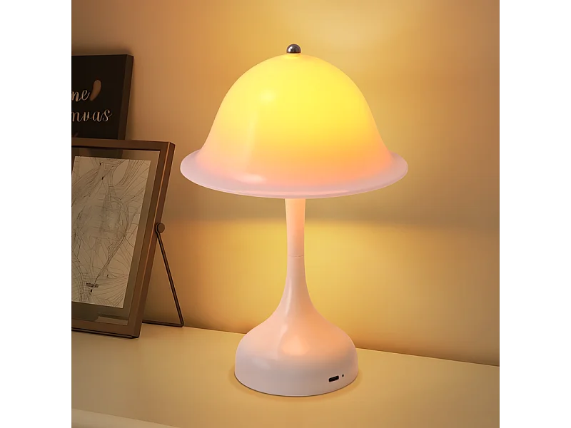 Nettlife Lampe Table Sans Fil LED Blanche - Chevet Tactile Dimmable 3 Couleurs, USB Rechargeable, Moderne Salon Chambre