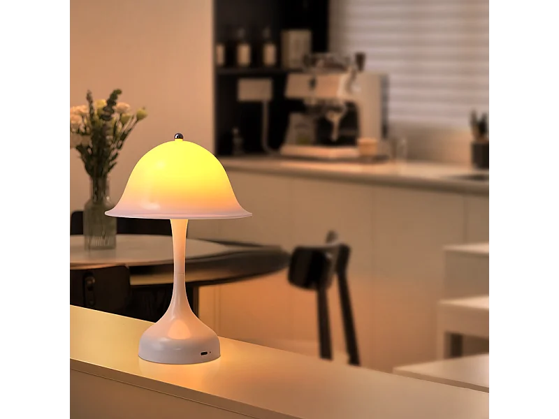 Nettlife Lampe Table Sans Fil LED Blanche - Chevet Tactile Dimmable 3 Couleurs, USB Rechargeable, Moderne Salon Chambre