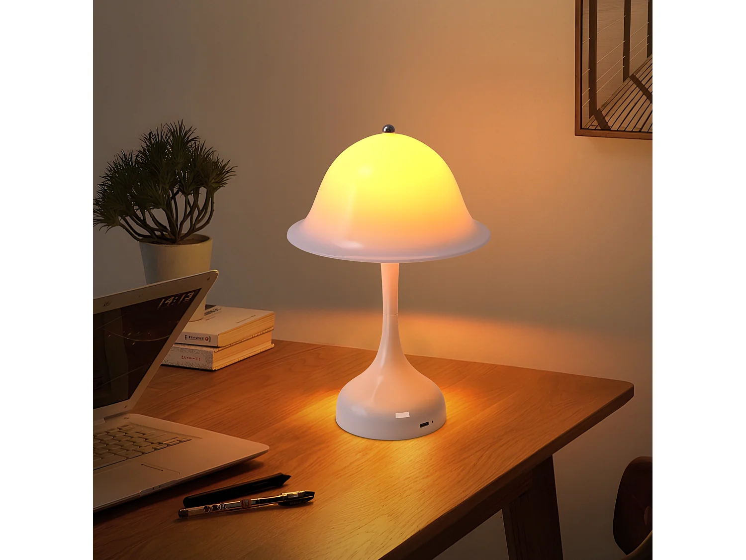 Nettlife Lampe Table Sans Fil LED Blanche - Chevet Tactile Dimmable 3 Couleurs, USB Rechargeable, Moderne Salon Chambre