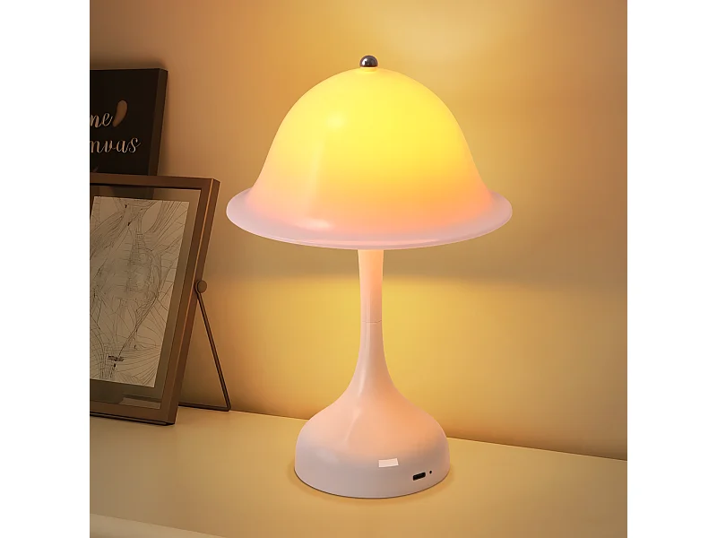 Nettlife Draadloze Witte LED Tafellamp - Aanraakgevoelige Nachtlamp met 3 Dimbare Kleuren, USB Oplaadbaar, Modern voor Woonkamer en Slaapkamer