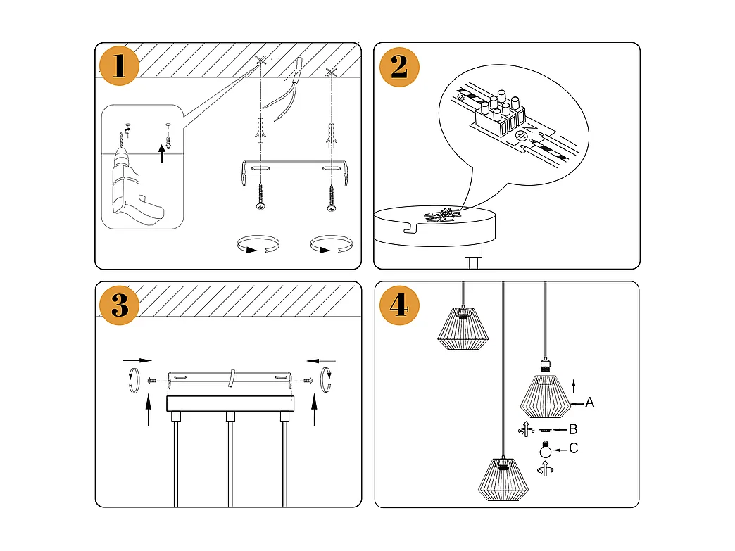 Nettlife Boho Rotan Hanglamp voor Eettafel - 3 E27 Lampen, Verstelbare Hoogte, Retro Stijl, Woonkamer/Slaapkamer (Lampen Niet Inbegrepen)