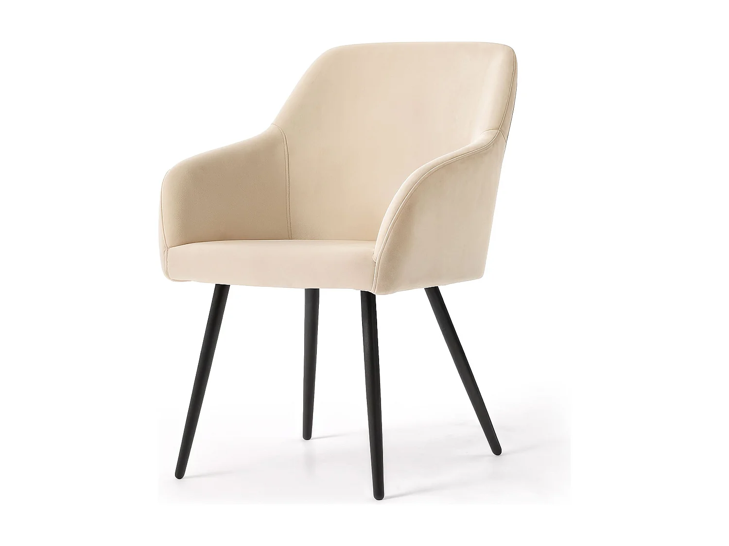 Set di 4 Sedie in velluto liscio ESTELLE Beige gambe nere