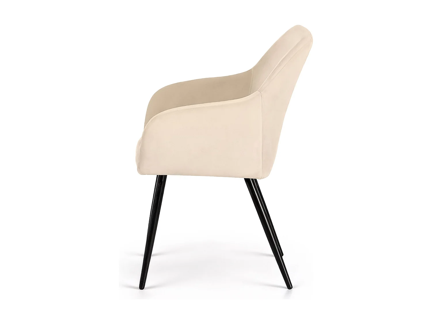 Set di 4 Sedie in velluto liscio ESTELLE Beige gambe nere