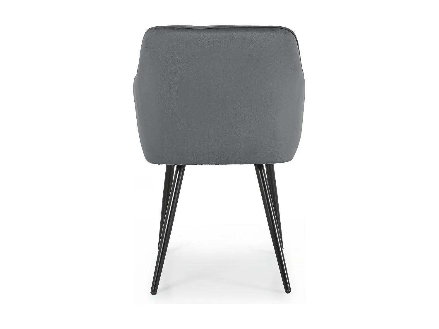 Set van 6 Eetkamerstoelen DIAMANTE met Armleuningen / Gestoffeerde Stoelen / Fluwelen Stoelen en Metalen Poten / Antraciet met zwarte benen