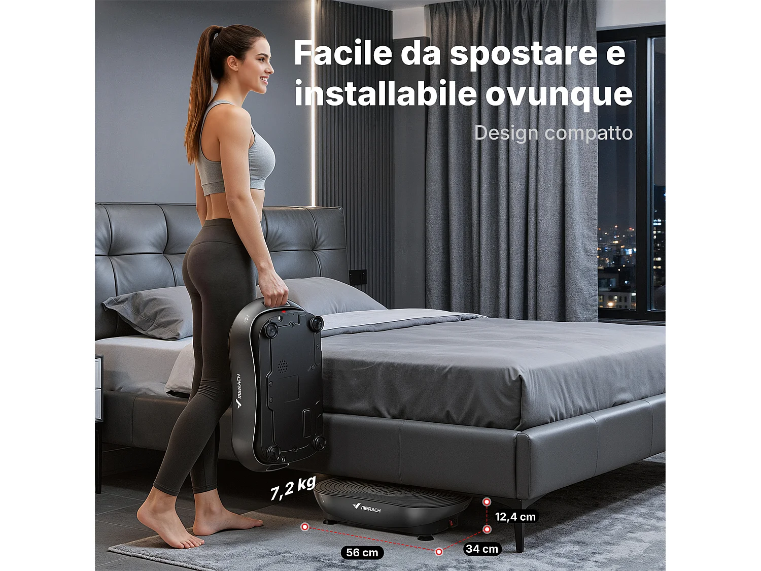 Plateforme Vibrante MERACH, 99 Niveaux, Bluetooth, Télécommande, Écran LED, Faible Bruit, Corps Entier, Modes Manuel/Automatique, Noir, 158KG MAX