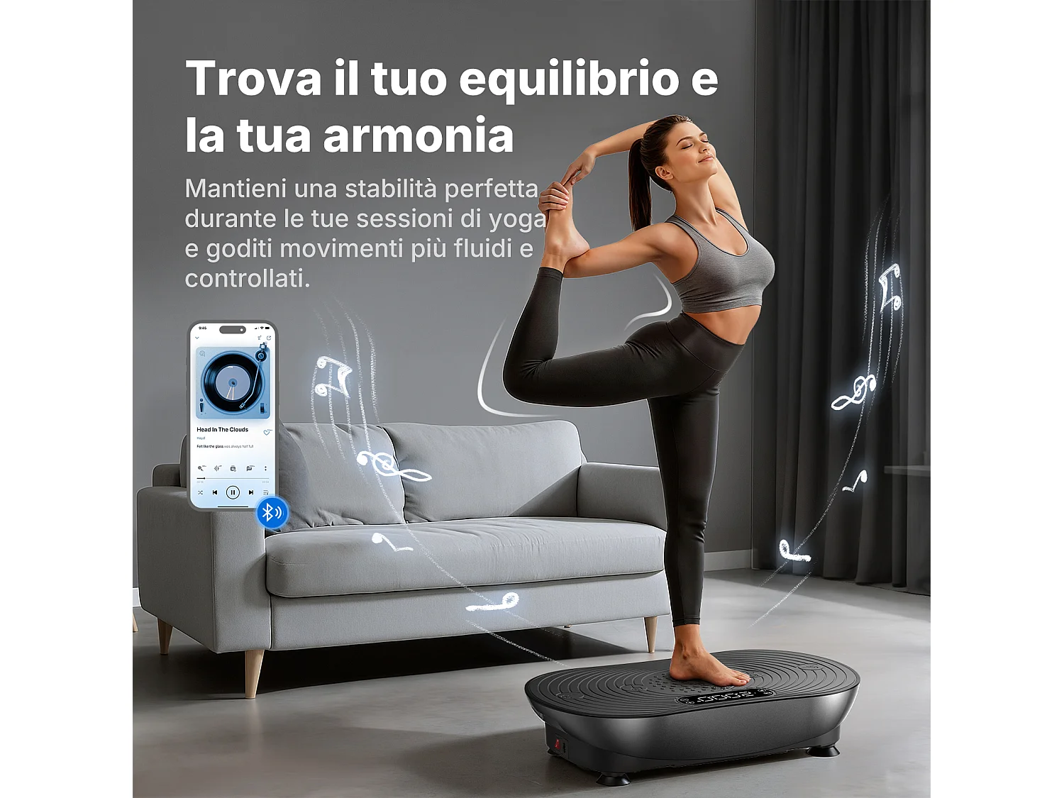 Plataforma vibratoria MERACH, 99 niveles, Bluetooth, control remoto, LED con pantalla táctil, altavoz integrado, modo dual, Baixo Ruído, Máx 158kg