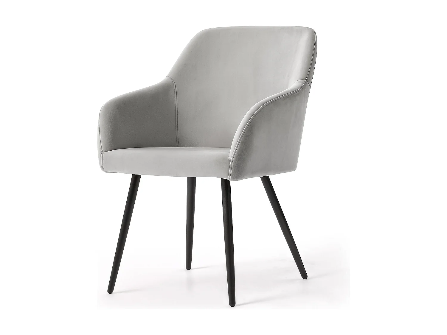 Set di 4 Sedie in velluto liscio ESTELLE Grigio gambe nere