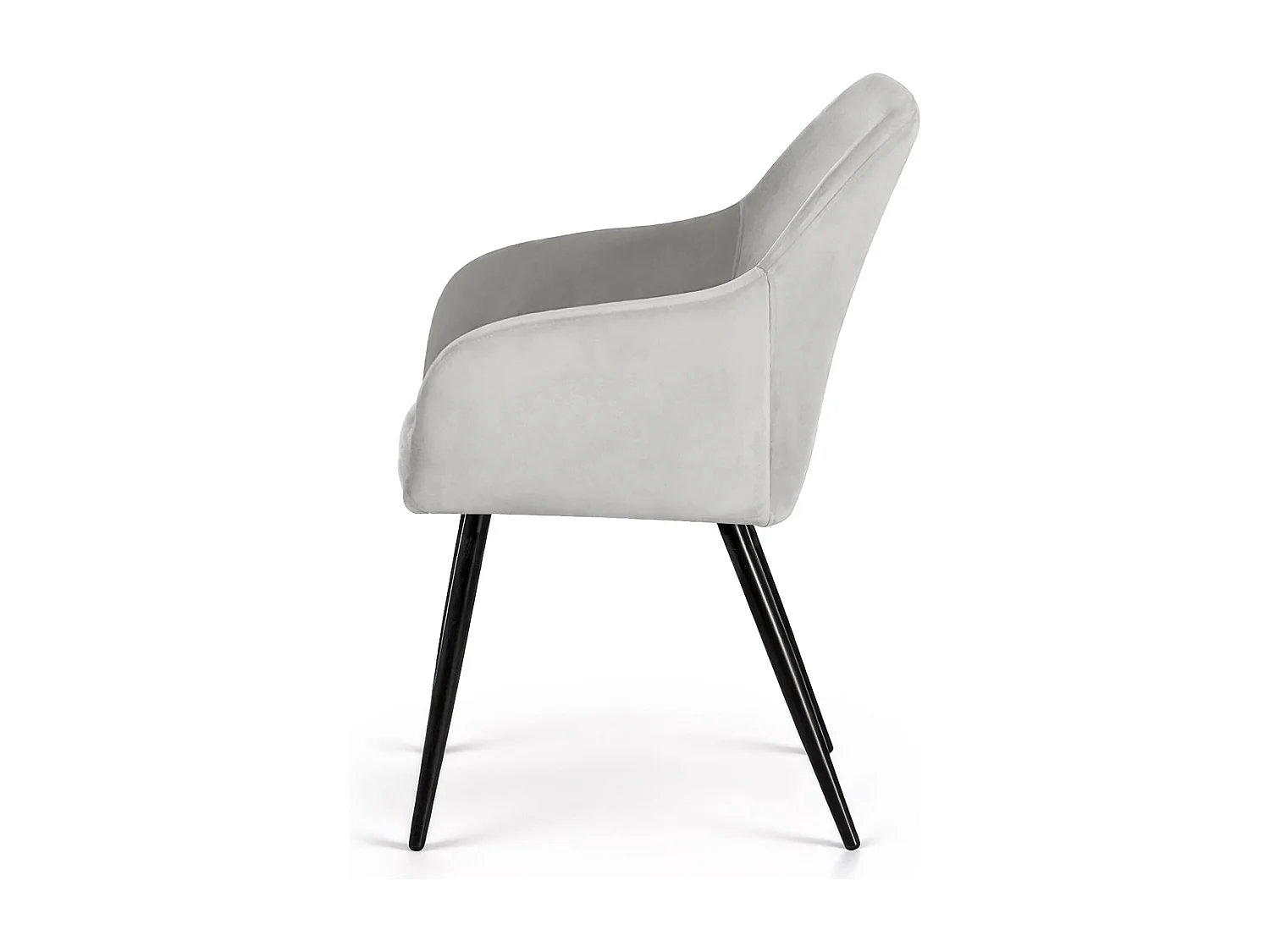 Set di 4 Sedie in velluto liscio ESTELLE Grigio gambe nere