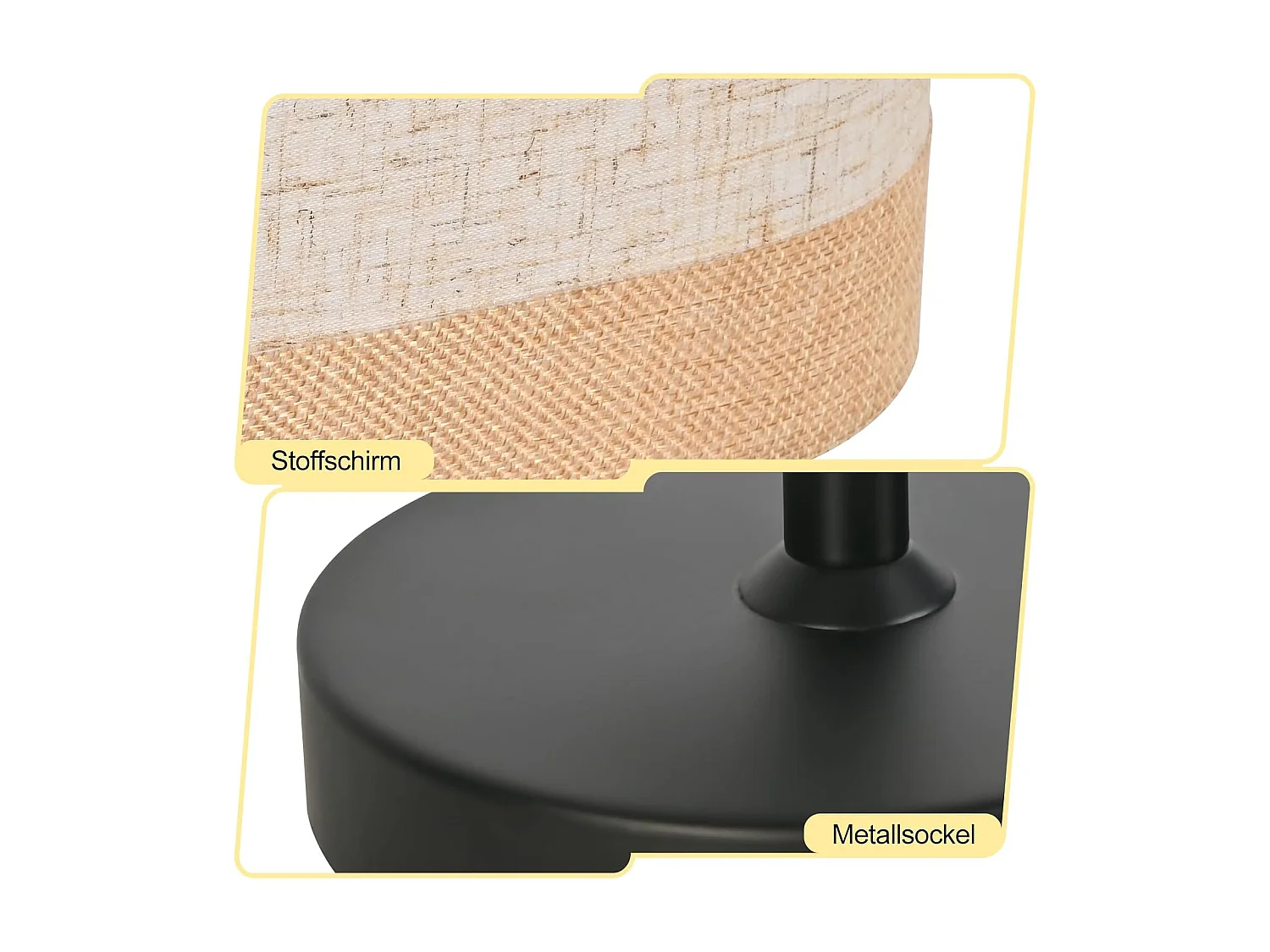 Nettlife Lampe de Table Vintage Salon - Lampe de Chevet Noire en Tissu E14 avec Câble, Lampe de Bureau Rustique Rétro pour Chambre à Coucher (Sans Ampoule)