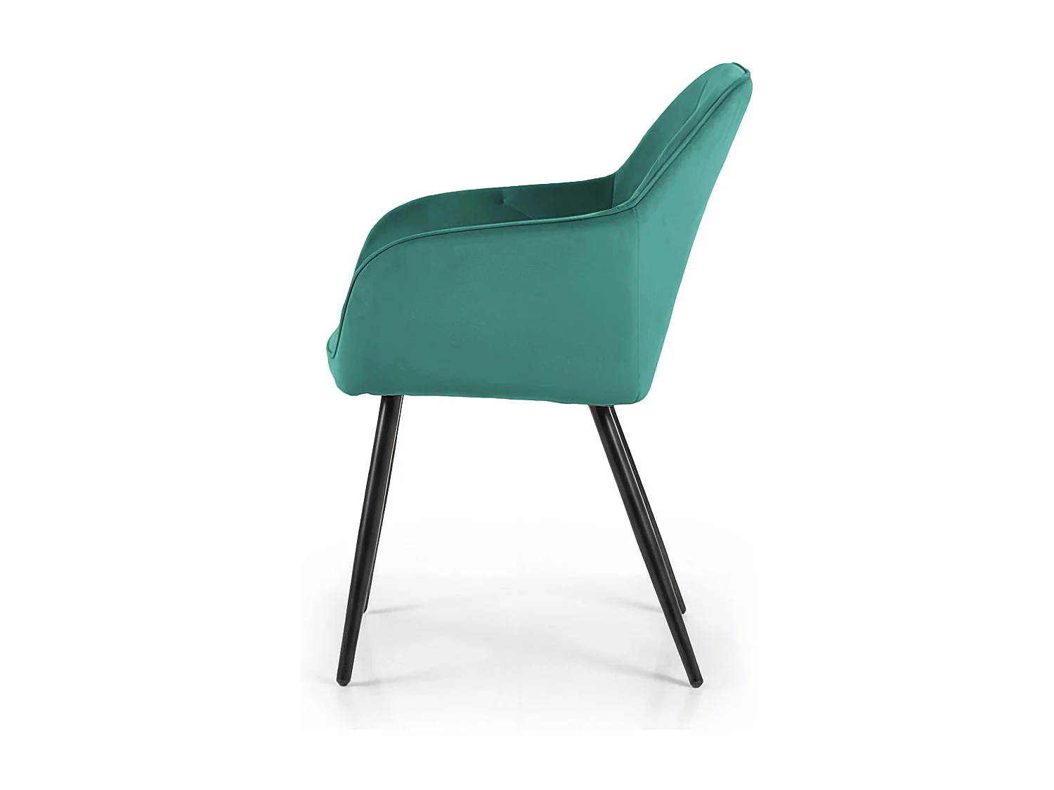 Set van 4 Eetkamerstoelen DIAMANTE met Armleuningen / Gestoffeerde Stoelen / Fluwelen Stoelen en Metalen Poten / Flesgroen met zwarte benen