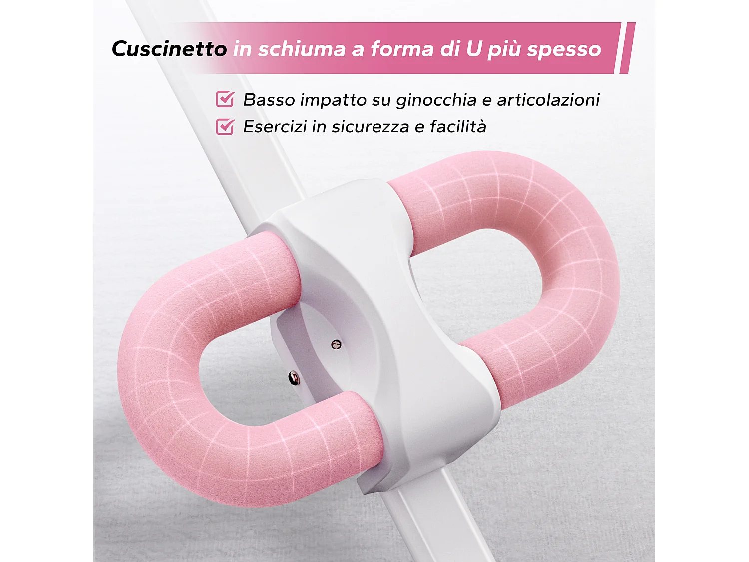 Attrezzo addome & glutei MERACH, 5 livelli, inclinazione regolabile, cuscino a U, manubrio antiscivolo, schermo LCD, carico 200 kg, bianco