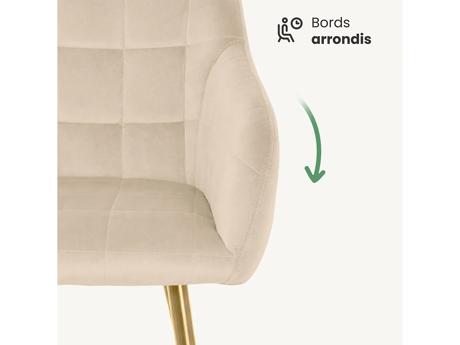 Set di 6 Sedie imbottite con cuciture quadrate LUXANO Beige gambe oro