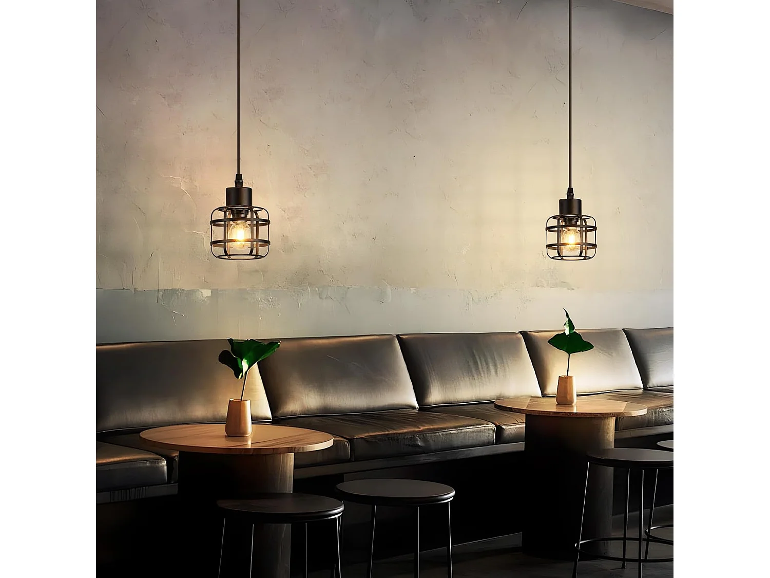 Nettlife Suspension Vintage 1 Lampe - Lustre Métal Noir E14 Rétro - Hauteur Réglable Salon Salle à Manger (Sans Ampoule)